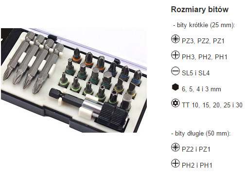 bity końcówki do wiertarki s2