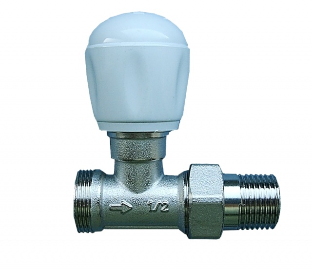 Zawór grzejnikowy POKER prosty INVENA ze śrubunkiem 1/2" do rur stalowych