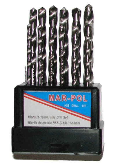 Zestaw wierteł do metalu HSS Mar-Pol 19szt.