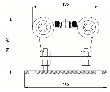 Rolka do bram z regulacją wysokości 70x70