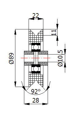 Rolka do bramy szynowej na kątownik 89mm