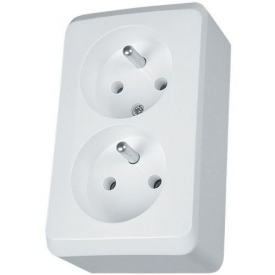 Gniazdo podw&oacute;jne natynkowe z uziemieniem PRIMA gwn230p