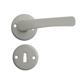 Klamka drzwiowa szyld okrągły biała klucz