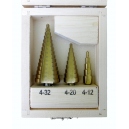 Wiertła stożkowe tytanowe do metalu (4-12-20-32 mm)- 3szt