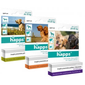 HAPPS krople dla średnich ps&oacute;w przeciw pchłom i kleszczom 10-20kg
