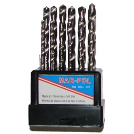 Zestaw Wierteł HSS do metalu 1,0-10,0mm MAR-POL - Zestaw 19 szt.