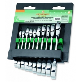 Klucze płasko-oczkowe z grzechotką JONNESWAY 10szt.